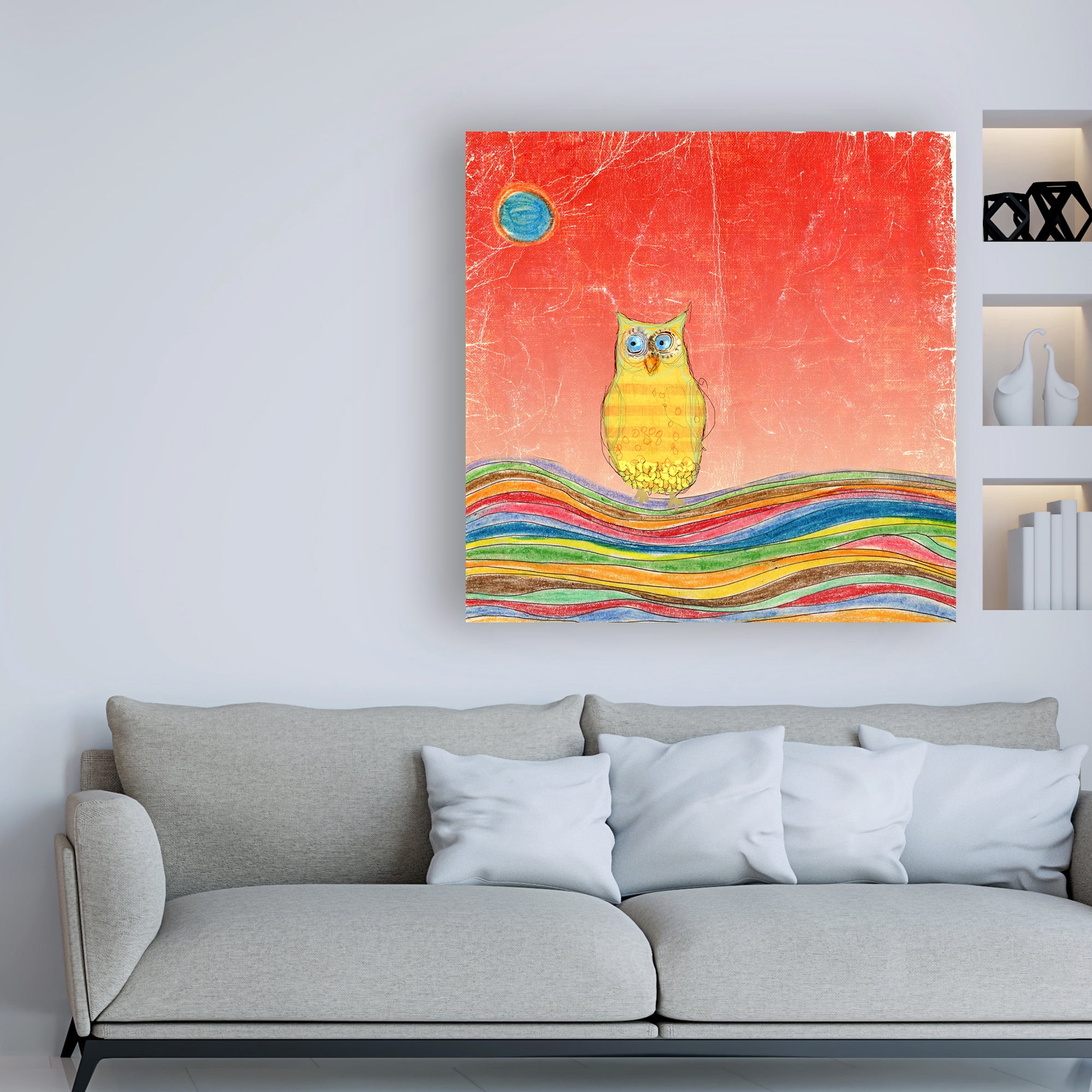 Trademark Fine Art 'Feathers, Dots And Stripes VI Childrens Art' Canvas Art by Ingrid Blixt