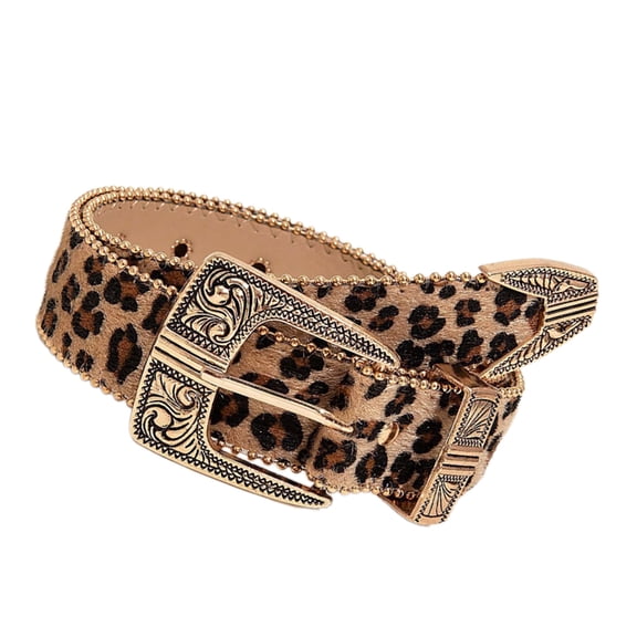 Yauxim Belt Leopards Belt for Jeans Skirt Beads Trim Belt Popular Pants Belt 2000s Women Belt Clothing Waist Decoration