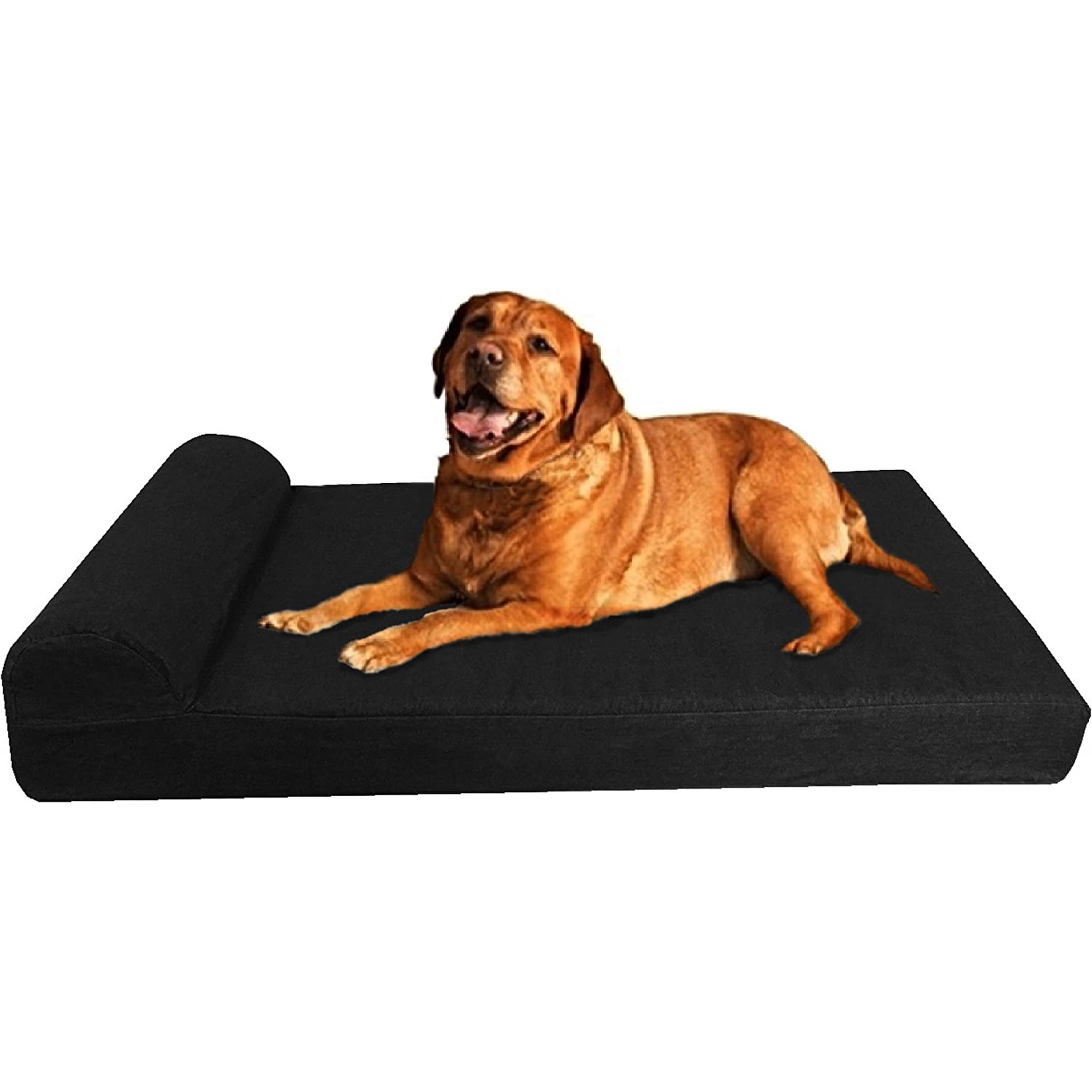 MorandiMal Premium HeadRest Pillow Orthopedic Cool Memory Foam Dog Bed for Large Dogs Waterproof Lining with Washable Canvas Black Cover XXL 55X37