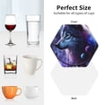 thumbnail image 6 of Pofeuu Feathered Wolf Print Coasters for Drinks, 4Pack PU Leather Coasters, Bar Drink Coasters for Tabletop Protection, Furniture from Damage-Hexagon, 6 of 6