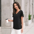 thumbnail image 3 of SUNBS T Shirts for Women V Neck Blouses Summer Casual Short Sleeve Top Cute Basic Trendy Outfits Fashion, 3 of 7