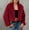 Wine, variant on Women's Long Sleeve Open Front Fuzzy Faux Fur Coat Brown S