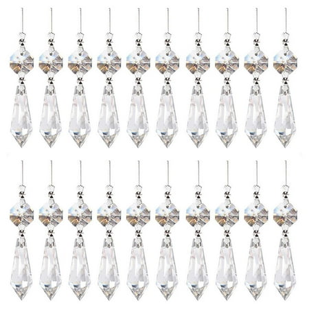 (Clearance) pdqouc 20pcs Teardrop Chandelier Lighting Lamp Crystals Pendant Accessories Almond Pendant Connected Glass Octagon Beads Hanging Ornament Decoration