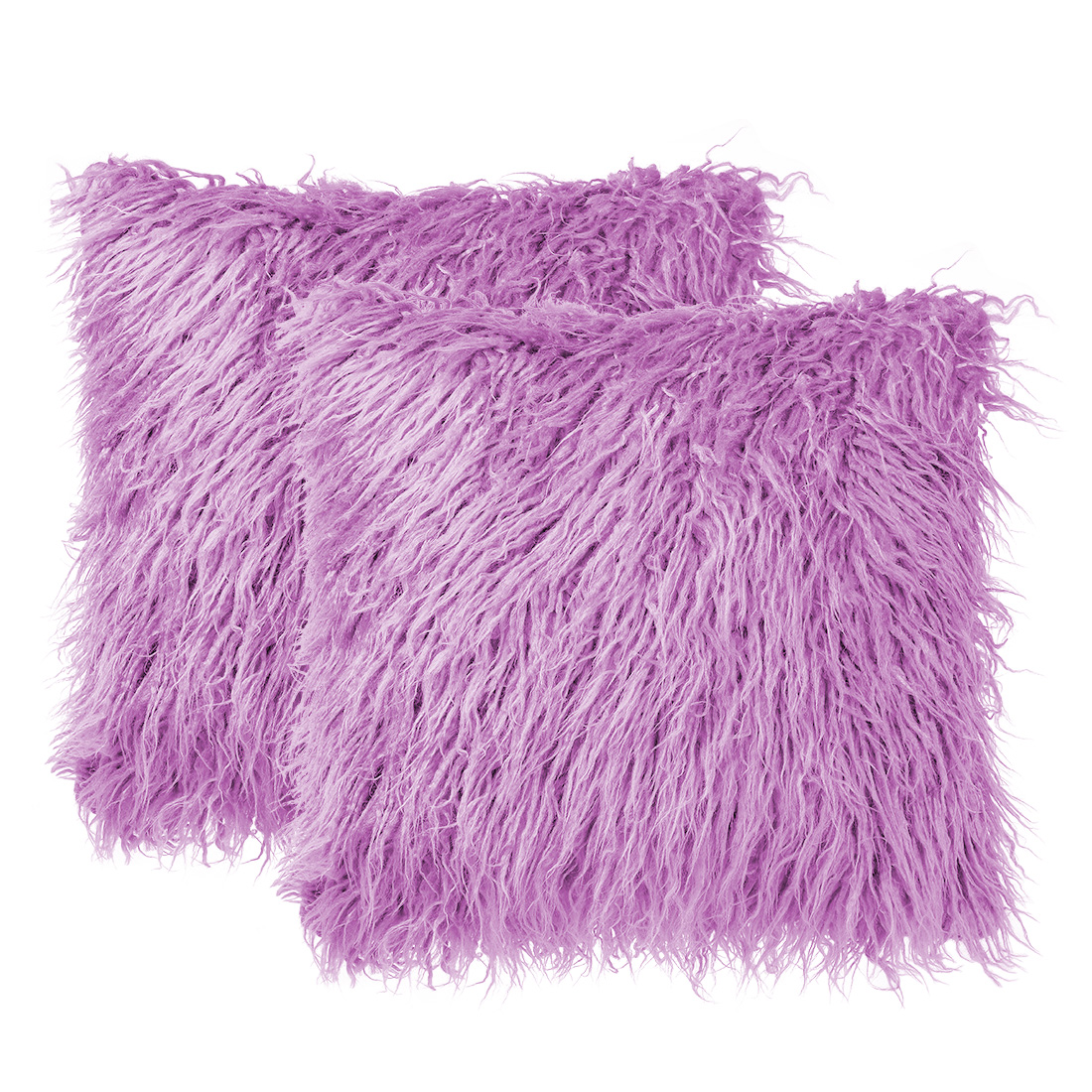 Piccocasa Shaggy Faux Fur Throw Pillow Case 2pcs Poleyster 18x18 inch