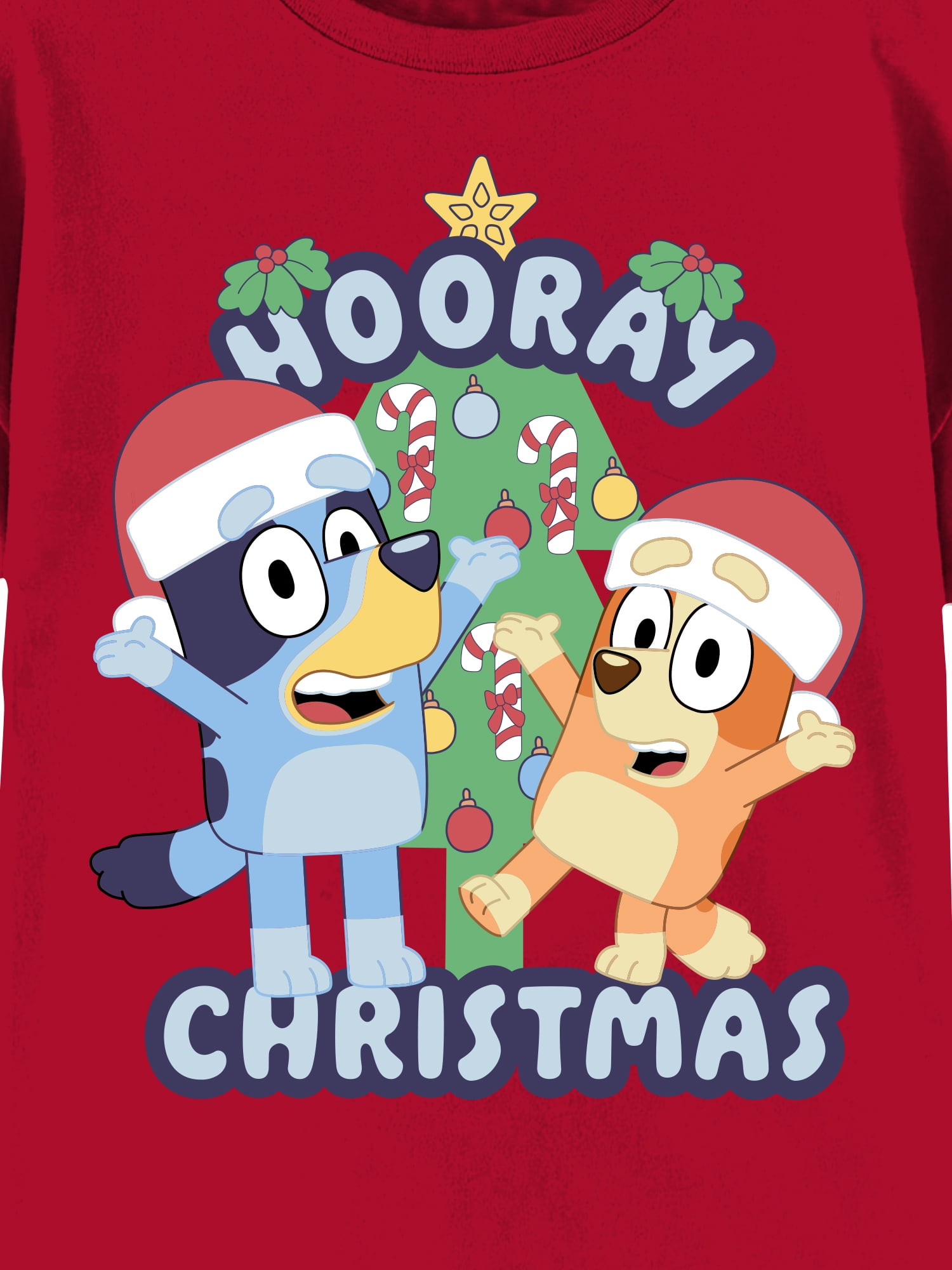 Bluey Hooray Christmas Girls Graphic Crew Neck Short Sleeve T-Shirt, Sizes 4-16