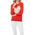 thumbnail image 2 of YEMAK Women's Love Heart Chenille Crewneck 3/4 Sleeve Casual Pullover Sweater MK3595-TMT/OAT-M, 2 of 6