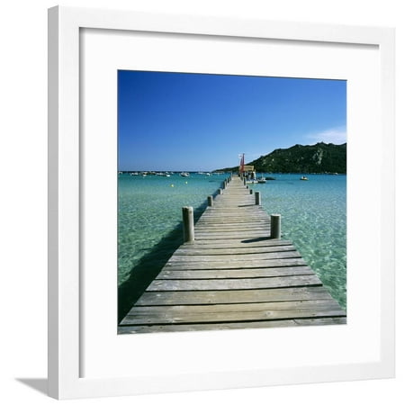 Pier And Bay Plage De Santa Giulia South East Corsica Corsica France Mediterranean Europe Framed Print Wall Art By Stuart Black