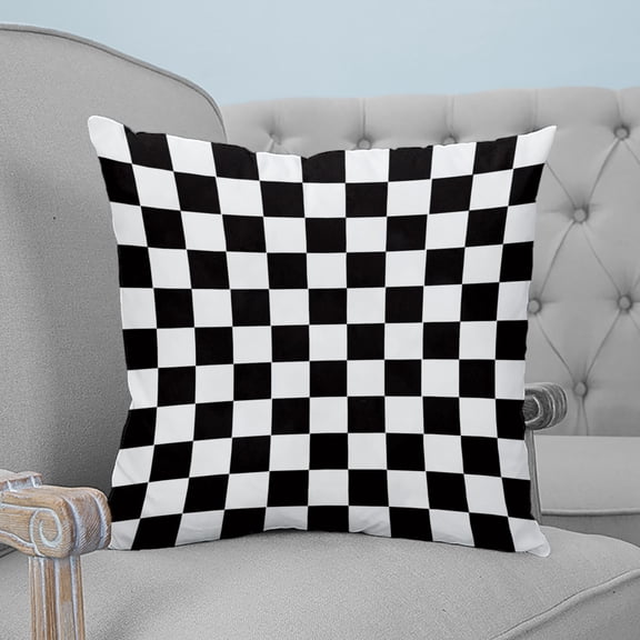 Simple Black White Checkered Throw Pillow Covers, Soft Pillowcases with Invisible Zipper, Lattice Buffalo Plaid Decorative Square Pillow Cushion Covers for Living Room Couch Sofa Bed 24x24 Inches