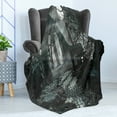thumbnail image 4 of Gothic Soft Flannel Fleece Blanket, Full Moon over Medieval Building Ruins at Night Dark Scary Backdrop Middle Ages Image, Cozy Plush for Indoor and Outdoor Use, 70" x 90", Blue Grey, by Ambesonne, 4 of 5
