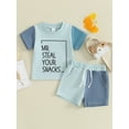 thumbnail image 3 of Hirigin Toddler Baby Boy Summer Clothes Short Sleeve Letter Print T Shirt Tops + Elastic Shorts Infant Casual Outfit Set, 3 of 8
