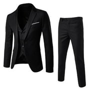 Black Suits Men芒聙聶S Suit Slim 2 Piece Suit Business Wedding Party Jacket Vest & Pants Coat
