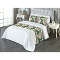 thumbnail image 3 of Peony Bed Runner Set, Cartoon Inspirations Innocent Floral Pattern with Leaves Greenery Print, Decorative Bedding Scarf & 2 Pillow Shams for Hotels Homes, Queen, Hunter Green Champagne, by Ambesonne, 3 of 3