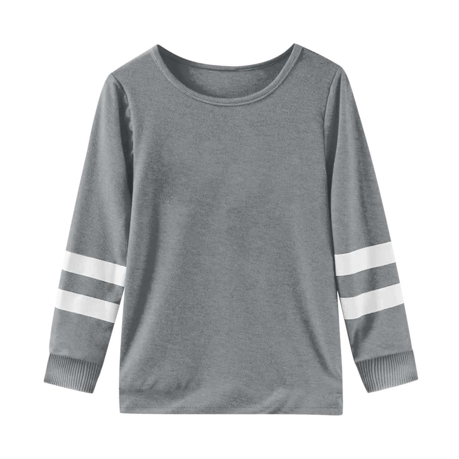 WEIYLL T-Shirts pour Filles à Manches Longues, Poignets, Col Ras du Cou, Patchwork, Chauds et Doux, Hauts pour Enfants de 6-7 Ans