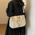 thumbnail image 4 of Solid Color Corduroy Tote Bag Large Capacity Crossbody Bag Vintage Casual Shoulder Bag Messenger Handbag For Woman, 4 of 8