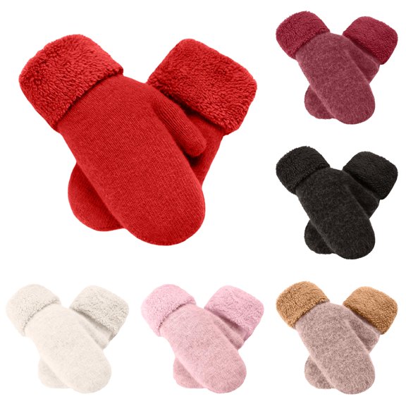 PMVFHDE Gloves & Mittens Thermal Winter for Women Warm Lined Knit Elastic Red - One Size
