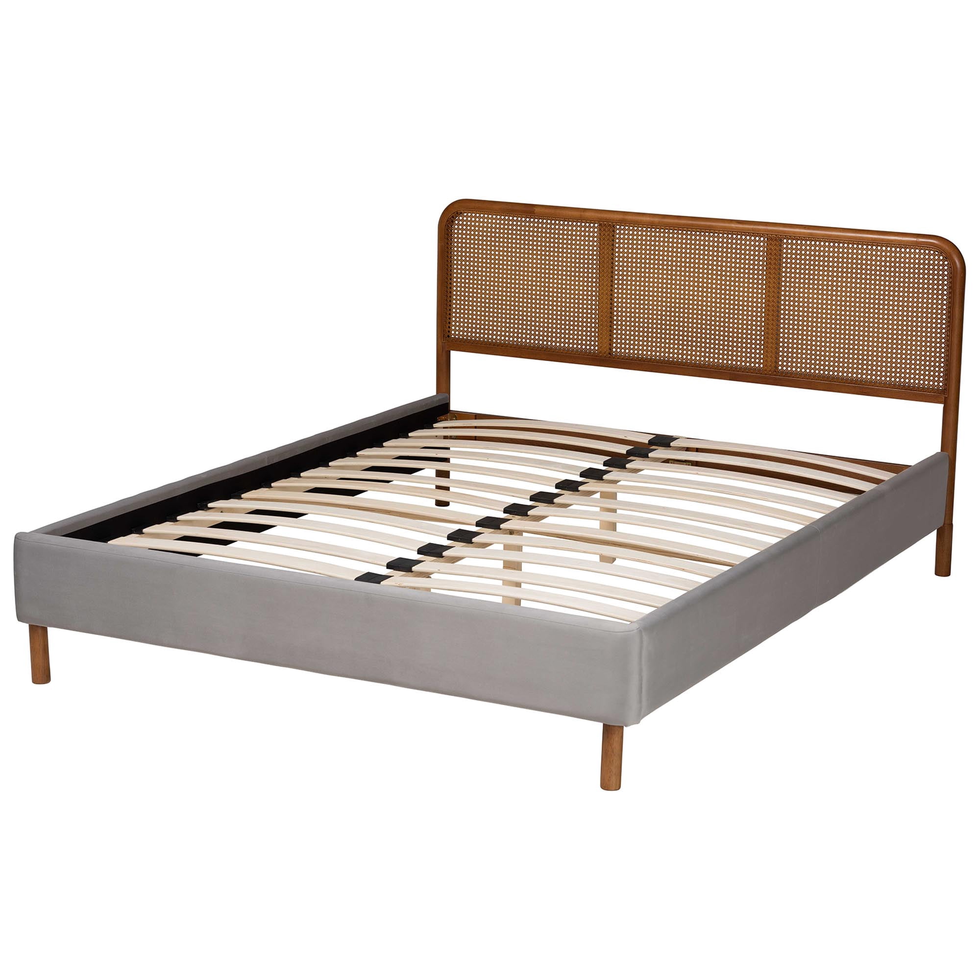 Baxton Studio Rosita Mid-Century Beds (Platform, Queen, Walnut Brown
