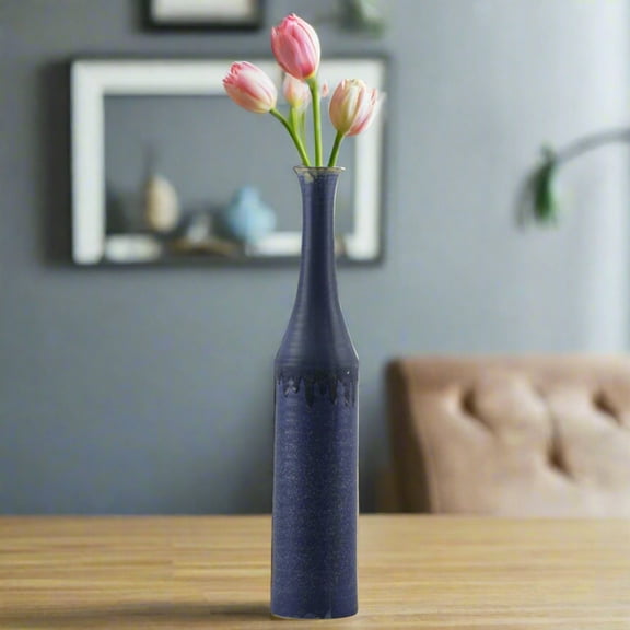 Nora Navy Ceramic Drip Rim Vases