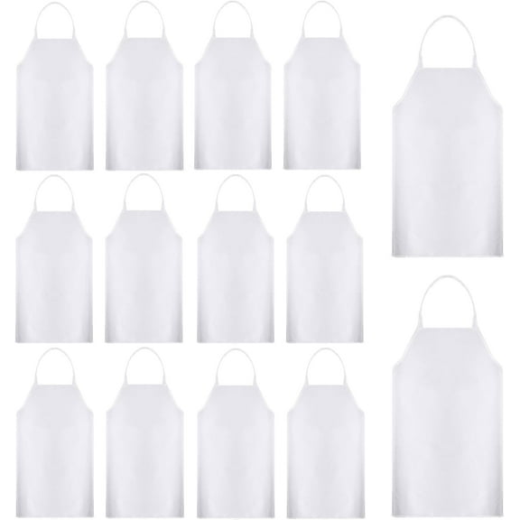 Aprons Unisex Bib Aprons,6 Pack Bib Apron,White Aprons Bulk,White Chef Apron with Extra Long Ties,Chef Bib Apron without Pockets,Washable Aprons for Women Men Cooking Restaurant BBQ Painting