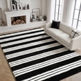 thumbnail image 2 of Pentantan 5ft x 8ft Shag Area Rugs for Living Room, Modern Stripe Fluffy Bedroom Carpet, Black & White, 2 of 7