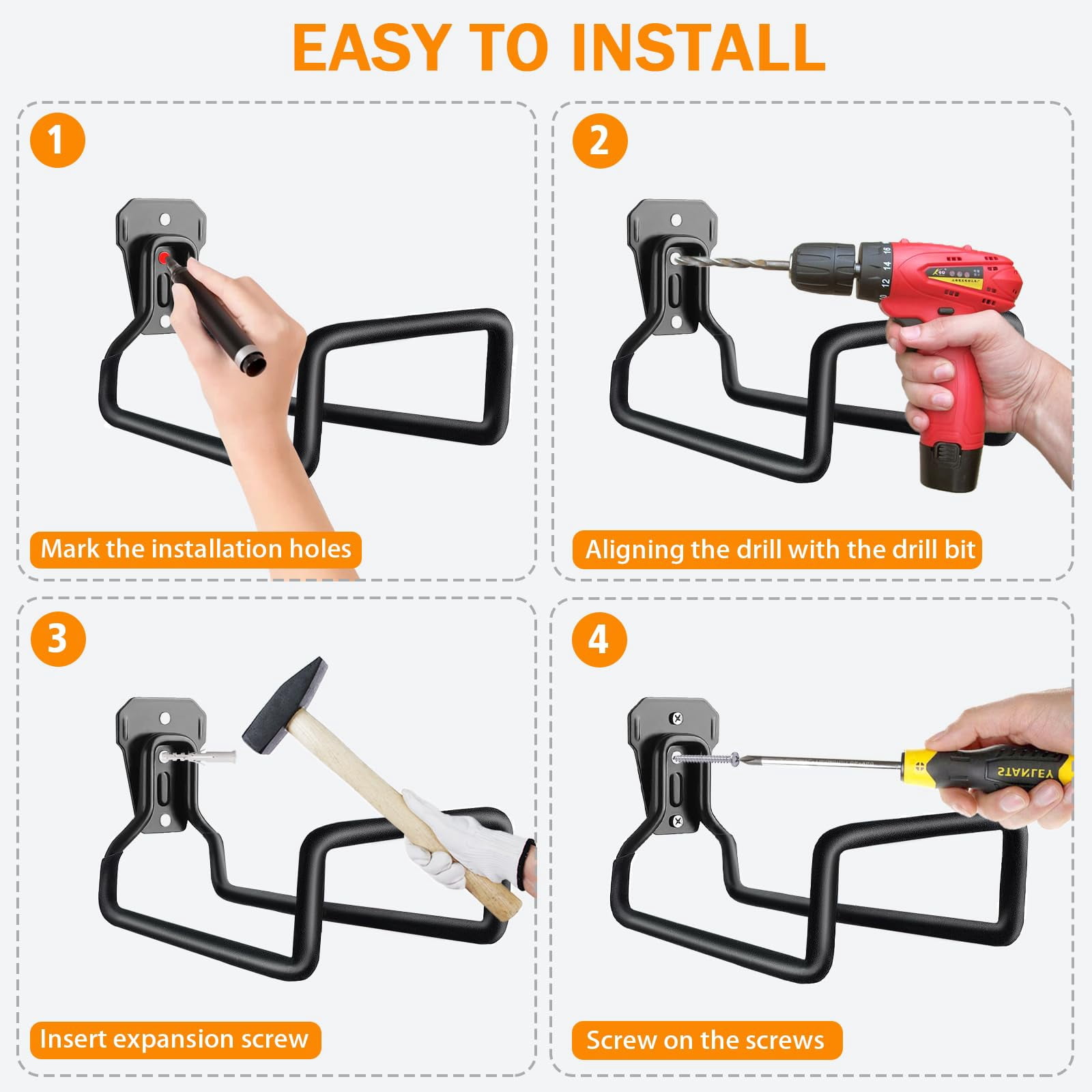 Hose Hanger  Holder Wall Mount Heavy Duty Organizer For Garden Hoses Metal Hook Outdoor Rack Water 3 Pack