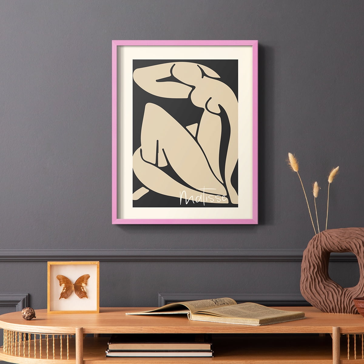 Matisse CCCVI in Pink Solid Wood 11 x 14 Framed Print