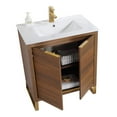 thumbnail image 4 of Fine Fixtures Opulence Collection 30 in. W x 18 in. D x 33 in. H Bathroom Vanity in Walnut Ebony with White Ceramic Sink - Satin Brass hardware, 4 of 9