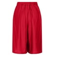 thumbnail image 4 of USSUMA Running Shorts for Women Solid Color Pull-on Elastic Mid Waist Loose BreAthable Oversized Lounging with Pocket Quick Dry Shorts Half Shorts Wide Legs Skinny Fit Flowy Shorts for Work Red L, 4 of 5
