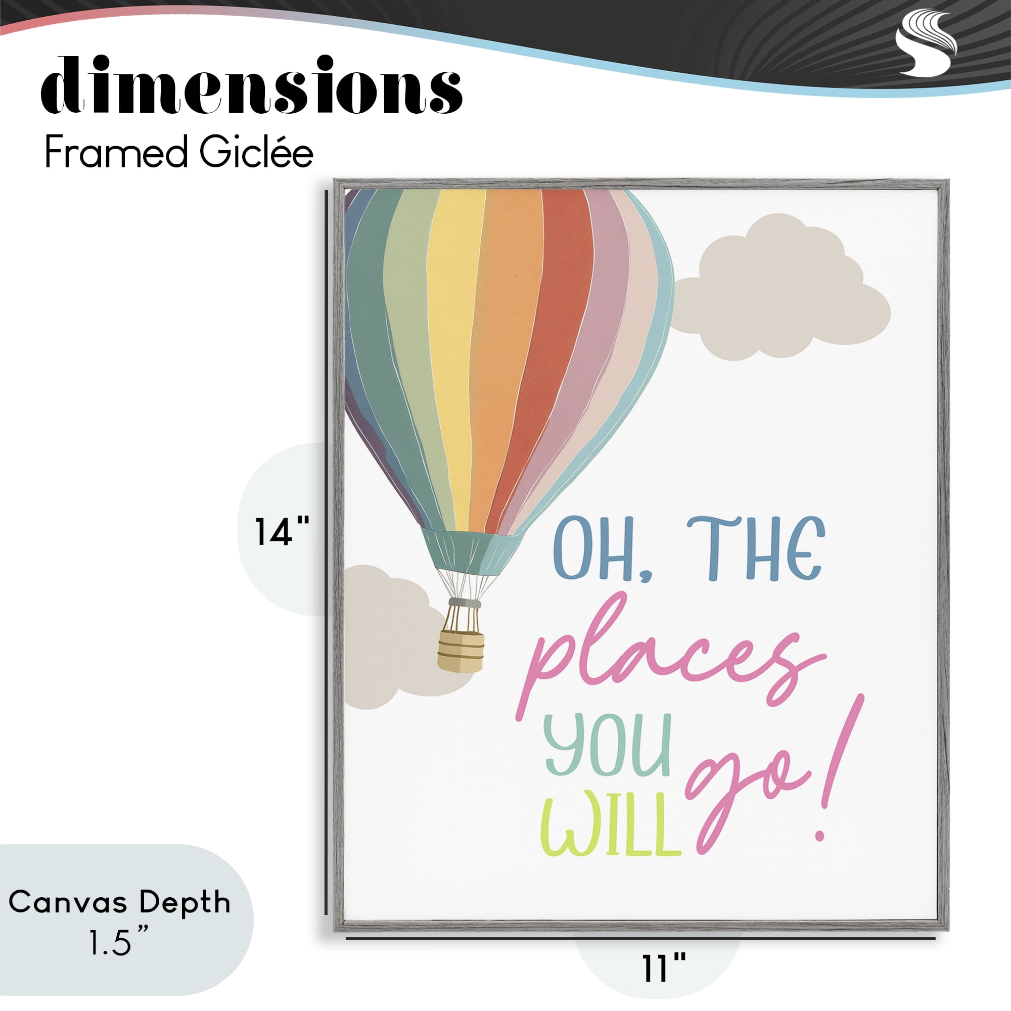 Stupell Industries The Places You Will Go Gray Framed Giclee Art, design by Christine Simpson Art