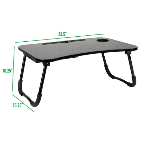 Mind Reader - Foldable Bed Tray with Storage Drawer - Black