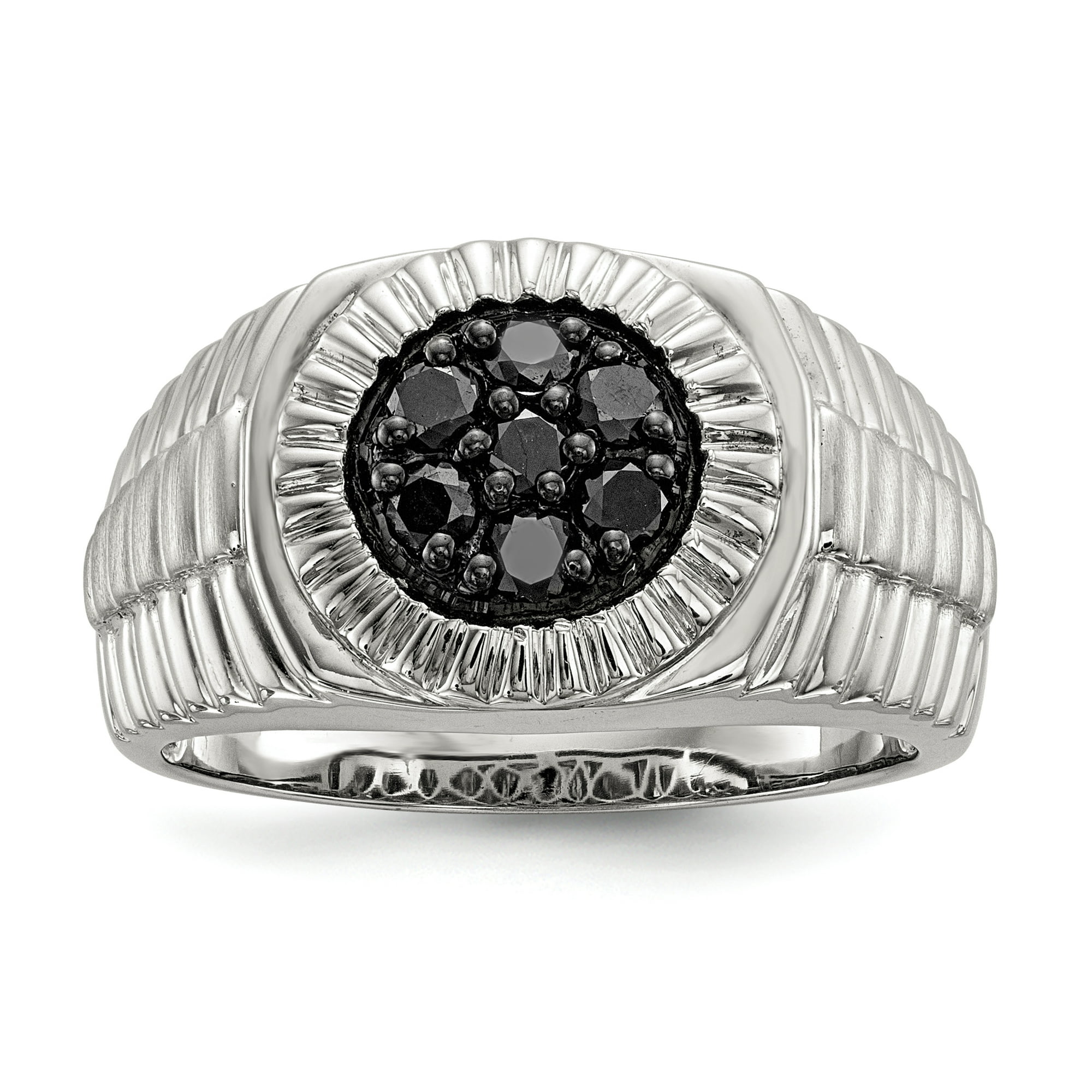 925 Sterling Silver Mens Black Diamond Band Ring Size 11 00 Man Fine Jewelry Gift For Dad Him