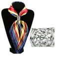 thumbnail image 2 of KLKCMS Hollow Out Rose Flower Pattern Scarf Buckle Slide Tube Scarf Elegant Lady, 2 of 9