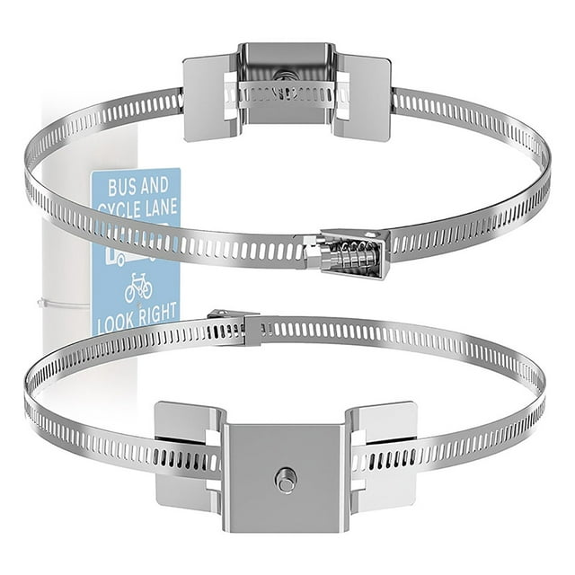 Support de Signalisation en Métal Réglable pour Grands Poteaux Kit de Sécurité pour Panneaux de Rue Réservoirs de Propane Chauffe-Eau et Panneaux Solaires 2 Pcs