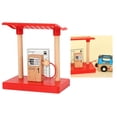 thumbnail image 5 of Wooden Train Set for Station Platform, Crossroad Raised Bridge And Gas Wood Toy Train for 3,4,5 Year Old Boys And Girls, 5 of 9