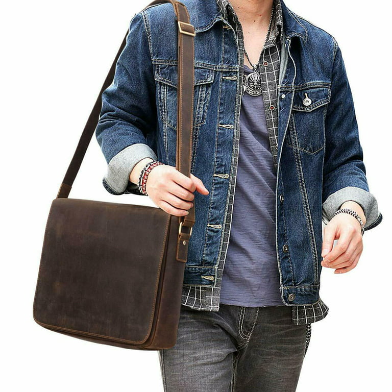  Jack&Chris Leather Messenger Bag for Men, Man Purse
