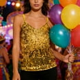 thumbnail image 2 of HXWCHs Elegant Stage Performance Camisole Sparkling Sequin Strap Vest for and Evening Party WearM Gold, 2 of 4