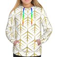 thumbnail image 4 of Hoodies for Women - White And Gold Geometry A Comfrt Colour Drawstring Women'S Fashion Hoodies & Sweatshirts, Fall Outfits Clothes for Women 2024 Pullover with Kangaroo Pocket, 4 of 7