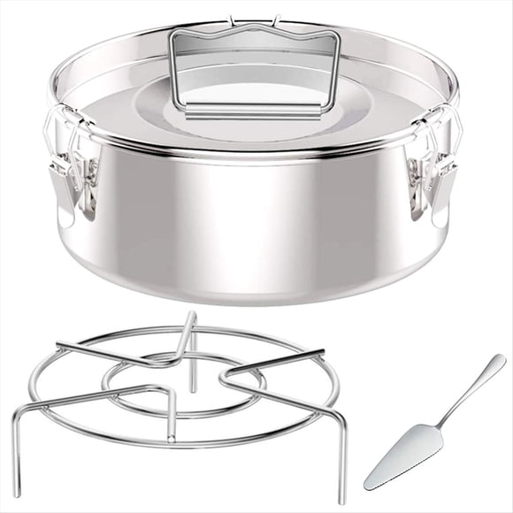 Molde para Flaneras, Molde para Flan de Acero Inoxidable con Tapa - para Olla de 6 Cuartos (Disponible 3QT, 8QT) - con Rejilla