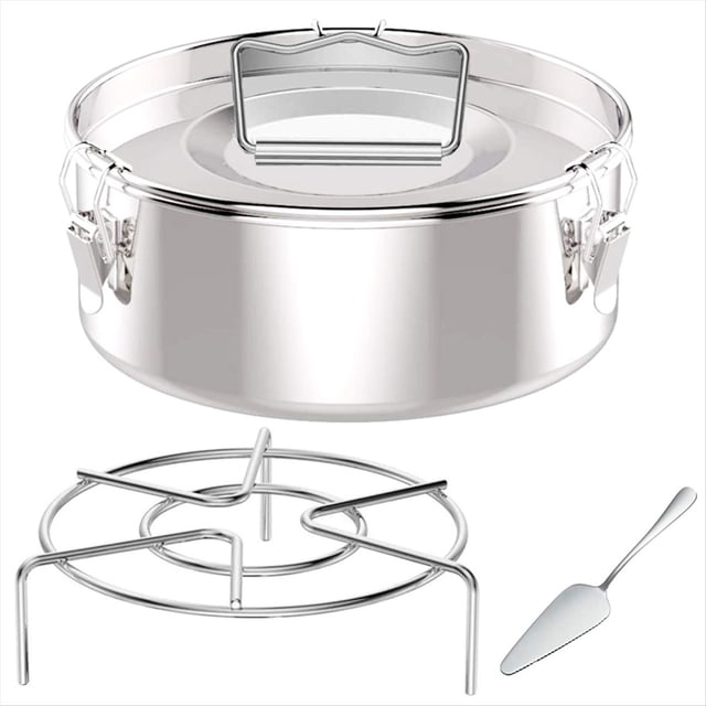 Molde para Flaneras, Molde para Flan de Acero Inoxidable con Tapa - para Olla de 6 Cuartos (Disponible 3QT, 8QT) - con Rejilla
