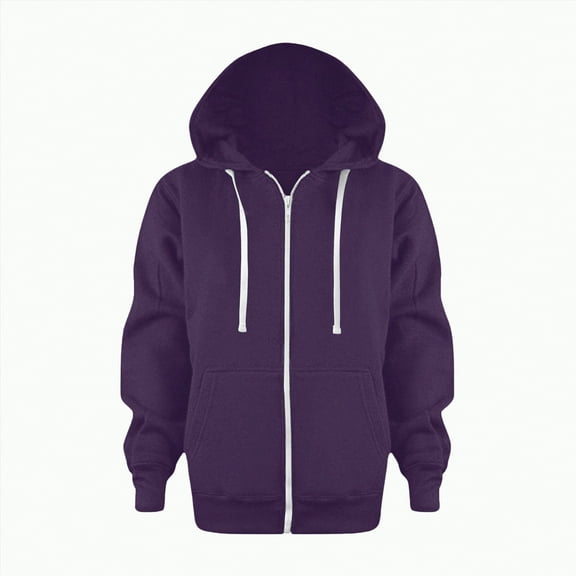 UAYOTSE Sweatshirt Color Solid Zip Jackets Long Hoodie Top Boys Sleeve Up Girls Kids Boys Coat Jacket(Dark Purple#3,9-10 Years)