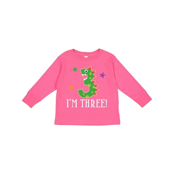 Inktastic 3rd Birthday Dinosaur Party Boys or Girls Long Sleeve Toddler T-Shirt