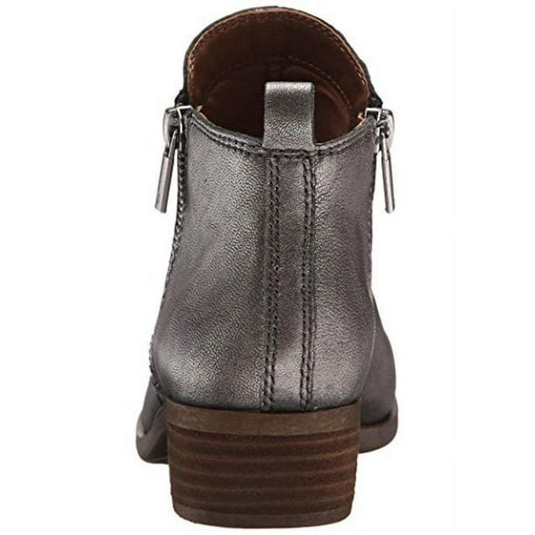 Lucky Brand Basel Boot Pewter Metallic Leather Low Cut Ankle Boot Bootie Pewter 7 M US