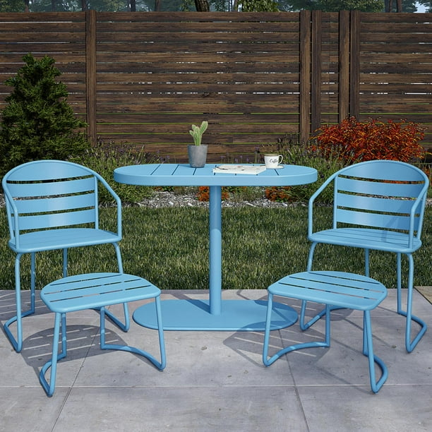 COSCO Outdoor Furniture, 5 Piece Patio Bistro Set, 2 Bistro Chairs, 2