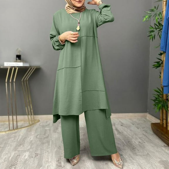 Women's 2 Sets Long Sleeve Button Down Shirt And Pants Abaya Casual Dress Dubai Outfits Women Suites for Work Womens Summer Work Suits Womens Petite Pant Suits Business Suit Women Suits Tuxedo for
