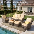 thumbnail image 5 of Vcatnet 6 Pieces Outdoor Patio Furniture Wicker High-Back Conversation Set with Swivel Rocking Chairs and Ottoman, Beige, 5 of 10