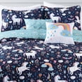 thumbnail image 3 of Lush Decor Unicorn Heart Kids Animal Print Polyester Reversible Quilt, Full/Queen, Navy/Multi, 5-Pc Set, 3 of 11