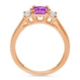 thumbnail image 2 of 1.88 ct Emerald Cut Simulated Alexandrite 3 Stone 18K Rose Gold Womens Engagement Ring, 2 of 4