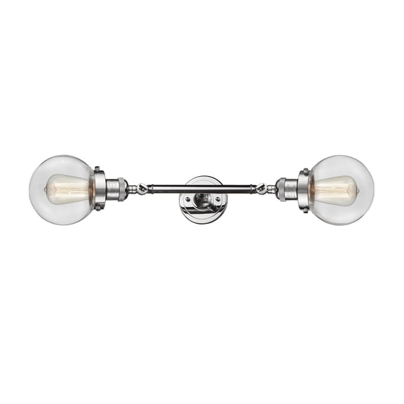 Innovations 208L-PC-G202-6-LED Beacon 2 Light Bath Vanity Light part of the Franklin Restoration Collection, Polished Chrome