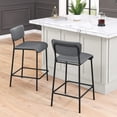 thumbnail image 3 of Pu Faux Leather Counter Stools Set of 2, Pub Counter Stool with Back and Footrest, Grey\n(17.5"x19.25“x34.5"), 3 of 9