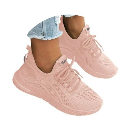 Women s Running Shoes Sports Shoes Lightweight Round Toe Deep Mouth Lace Up Casual Sneakers Breathable Flat Mesh Shoes Fitness Walking Shoes