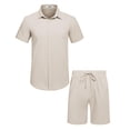 thumbnail image 4 of COOFANDY Men's Cotton Linen Set Short Sets Casual Button-Down Shirts Summer Beach Cotton Shorts Fashion Festival Suit, 4 of 4
